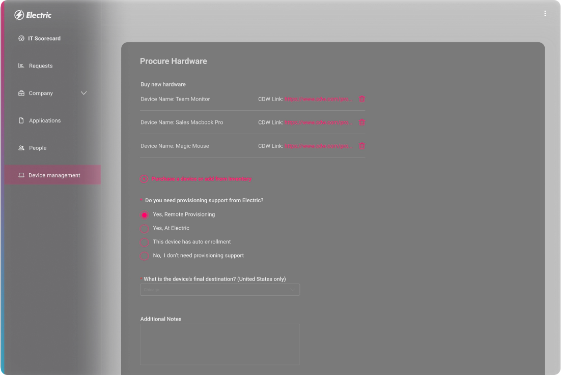 Device Procurement in Platform